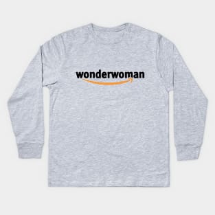 Wonder Woman, Amazon Princess (black type) - Amazon logo parody T-Shirt Kids Long Sleeve T-Shirt